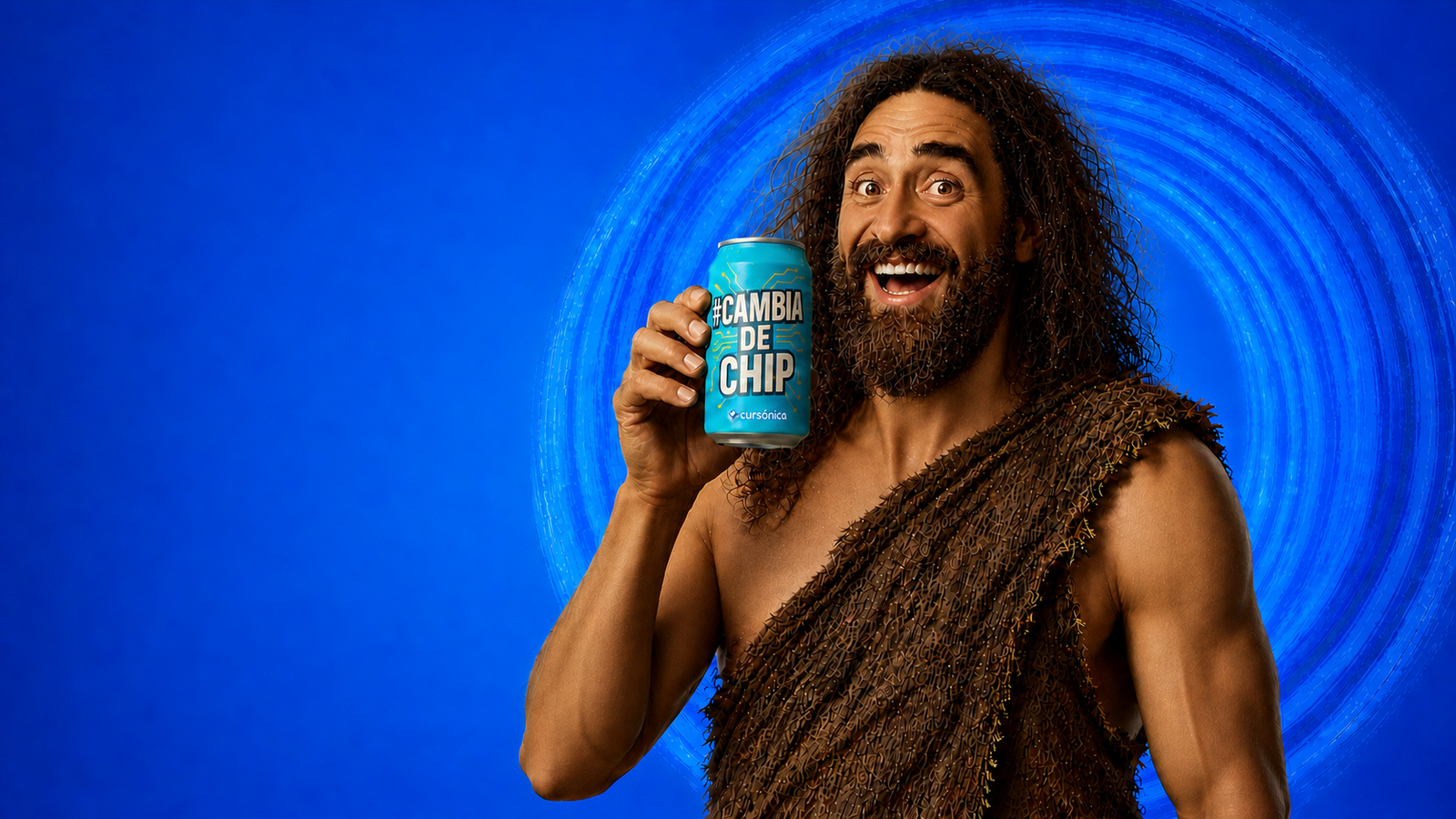 El cavernícola de Cursónica toma la lata Cambia de Chip